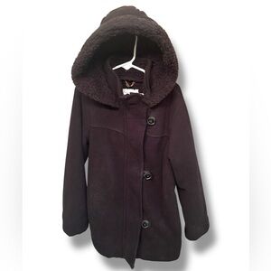 Old Navy black girls sz 8 (Med) Hooded Sweater Fleece Toggle Coat, great cndtn!